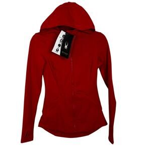 Spyder Activewear Full Zip Jacket Size XS Bright Red Quick Dry Running Hooded